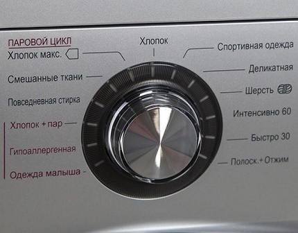 Programs for the operation of a steam washing machine Steam washing control panel