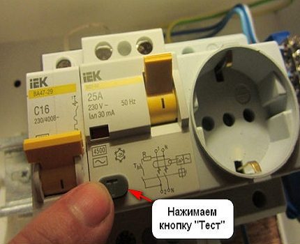 Botão TEST no RCD Botão TEST no RCD
