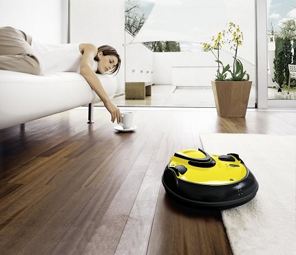Pembersih vakum robot jenama Karcher beroperasi dalam mod senyap Operasi senyap