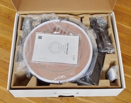 Box with a vacuum cleaner and accessories Packaging iLife v7s Robot
