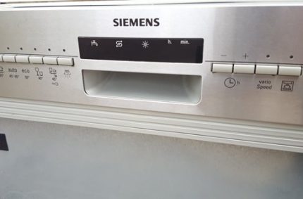 Siemens dishwasher control panel VarioSpeed Plus - quick wash system