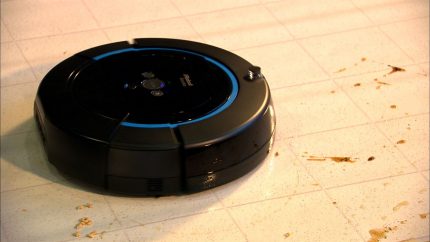 Cleaning the floor with a robotic vacuum cleaner Robot Vacuum Cleaner