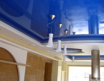 The luminaires are mounted in a suspended ceiling structure Pendant lights in the interior