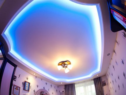 LED strip has a decorative function Stretch ceiling decoration with LED strip