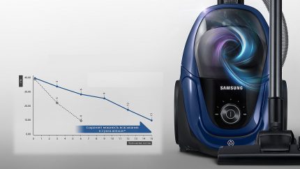 تفاصيل المكنسة الكهربائية بشعار Samsung Turbine Anti-Tangle - تطوير سامسونج