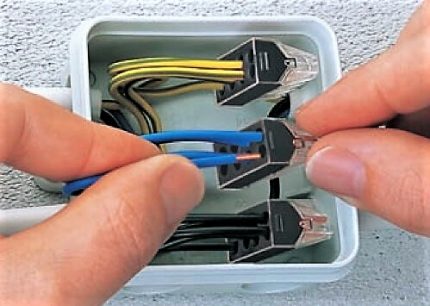 Installez les extrémités de fil dénudées dans le bornier Montage d'une borne autobloquante