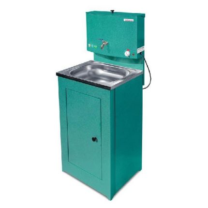Heated wash-hand basin for summer residence Heated washbasin for summer residence