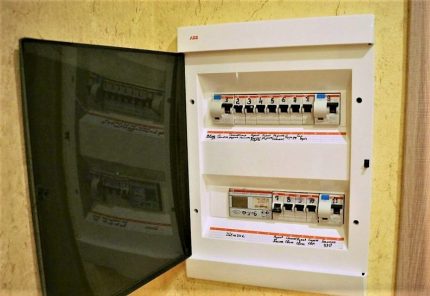 An example of a box built into the wall with automatic machines Built-in box on the wall