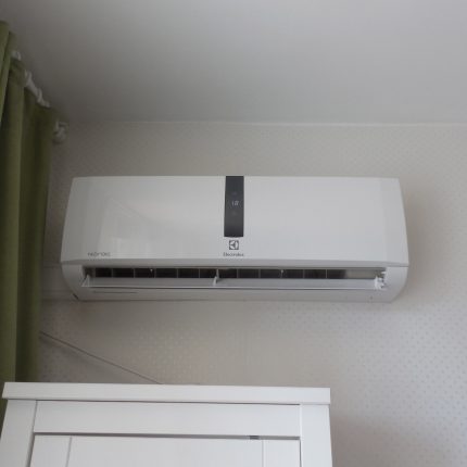 Indoor unit on the wall Indoor inverter split system module in the room