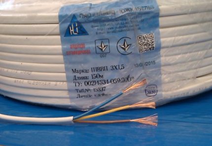 Bobine de fil ShVVP 3x1,5 Fil électrique ШВВП