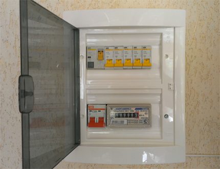 Shield design with a darkened swing door Plastic visor - modern design