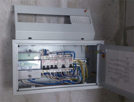 Rectangular box under the electrical panel Electric cabinet with metal core