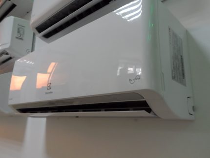 Air conditioners brand Electrolux in the store Electrolux models at the exhibition stand
