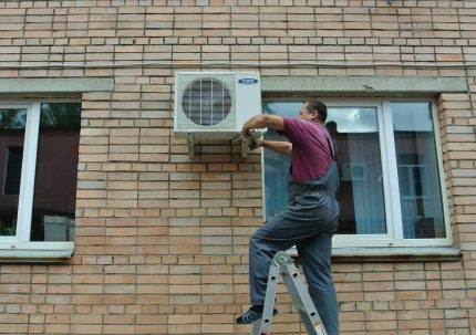 Outdoor unit installation Installation with minimal block removal