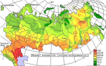 Le schéma de distribution de l'humidité de l'air dans le pays Carte d'humidité