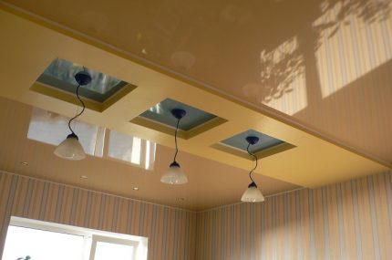 Glossy stretch ceiling option Stretch ceiling in the room