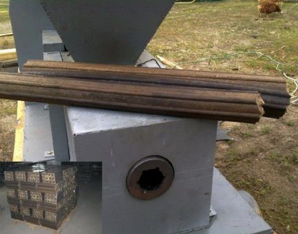 Extruder para sa paggawa ng mga eurodrives - sawdust briquettes Ang pagmamarka ng briquette