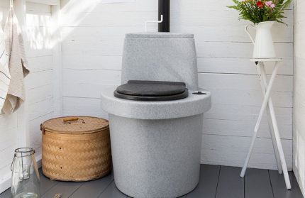 Installation of composting dry closet in the country Stationary toilet