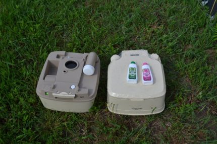 Liquid for tank toilets refueling Chemical dry closets