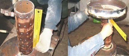 Preparando um tubo perfurado para um aquecedor de exaustão Tubo de forno perfurado