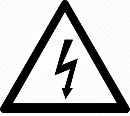 La foudre sur fond blanc - un signe de sécurité pour assurer la sécurité électrique La foudre sur fond blanc