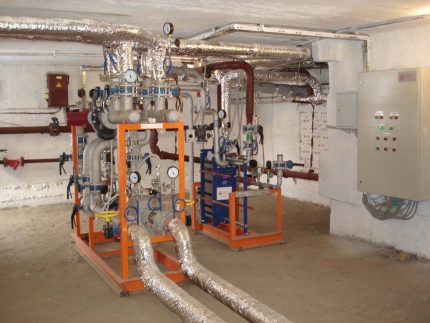 Boiler unit for a private house Modern boiler room in the basement of the house