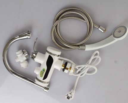 Devices for direct supply of water to a shower head and mixer Water heater with tap and shower