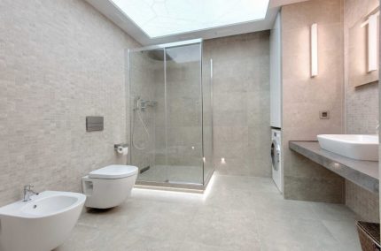 Shower cubicle na walang likurang dingding Shower na walang likurang pader