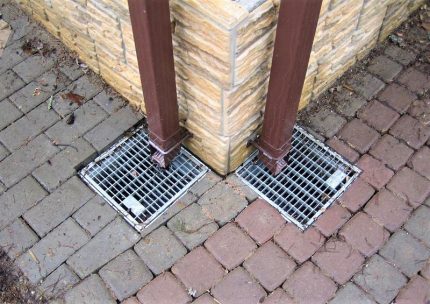 An example of gutters with a drain directly into the storm Direct drains