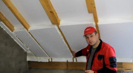 Sealing on the line of joining of foam and Mauerlat Insulation at the junction with Mauerlat