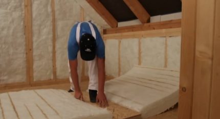 Cutting insulation for attic insulation Pattern for mineral wool
