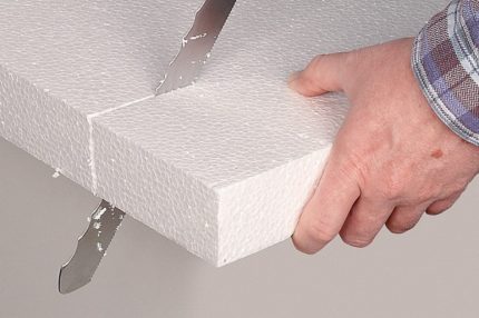 Cutting foam for warming the attic roof Cutting Styrofoam