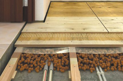 Argile expansée pour réchauffer un plancher en bois L'argile expansée isole parfaitement le sol