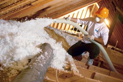 Cellulose insulation spraying Ecowool insulation