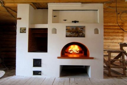 Cubic stove with stove bench Cubic stove with stove bench