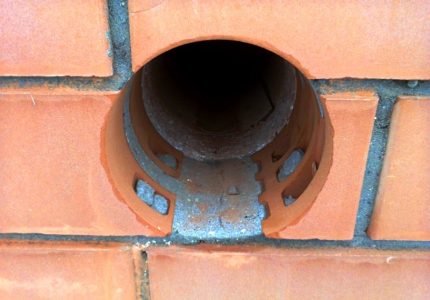 Brick wall hole for gas pipe Brick wall hole for gas pipe