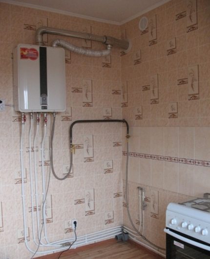Wall-mounted gas boiler in a multi-storey building Heating in new buildings