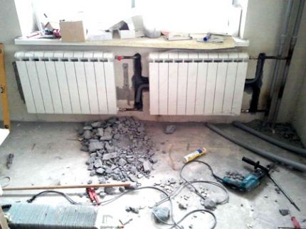 Installation of water heating system appliances Heating radiators