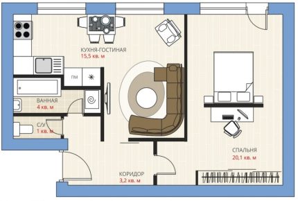 Layout ng sala sa kusina kusina-sala na silid