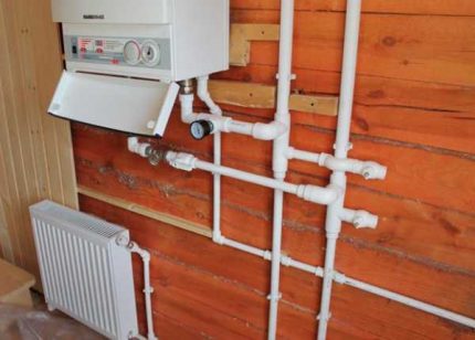 Connection of a wall-mounted gas boiler to communications