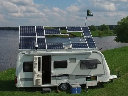 Camper heating solar system Camper with solar panels