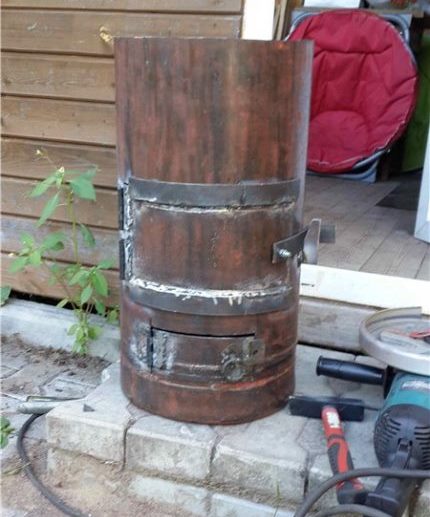 Homemade gas stove for installation in the bath Material selection
