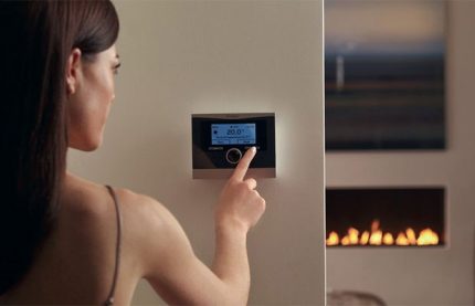 Heating control panel with thermostat Energy saving with thermostat