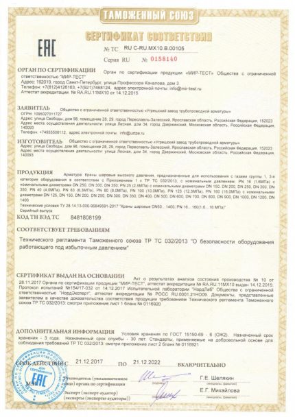 Certificate of conformity Certificate of conformity