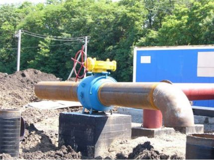 Gas line with ball valve Gas pipe