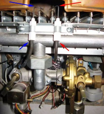 The design of the gas burner of the Neva water heater Burner device