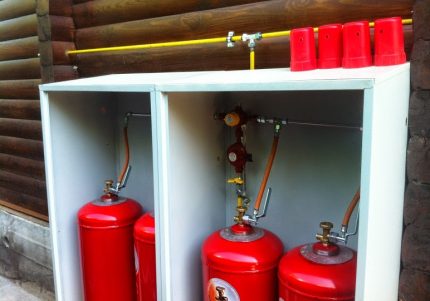 Gas cylinders in a metal box Gas cylinders in a metal box