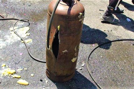 Exploded gas bottle Exploded gas bottle