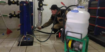 Ang pag-flush ng sistema ng pag-init at heat exchanger ng isang gas boiler Flushing booster