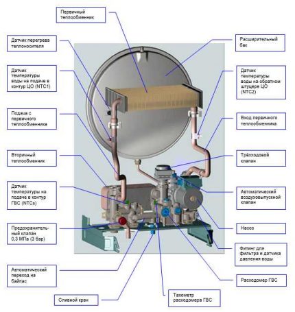 Ang istruktura ng istruktura ng isang double-circuit boiler Ang aparato ng isang double-circuit boiler